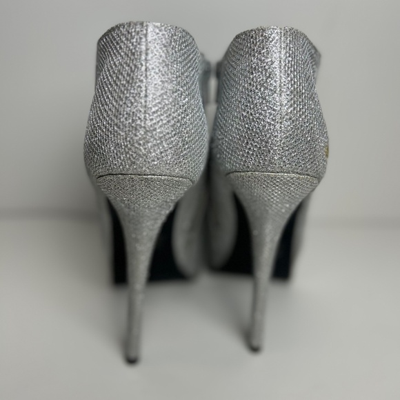 SIZE 10 WOMEN'S SILVER GLITTER ANKLE BOOT - Picture 5 of 10